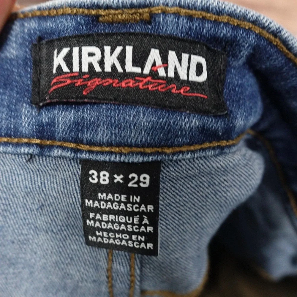Kirkland Signature Jeans Mens 38x29 Blue Medium Wash Straight Stretch Denim